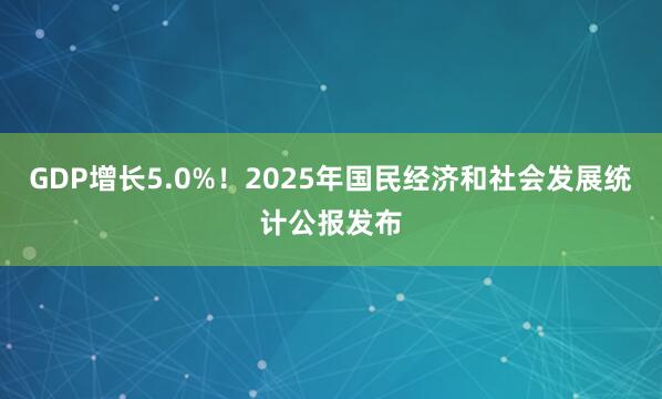 GDP增长5.0%！2025年国民经济和社会发展统计公报发布
