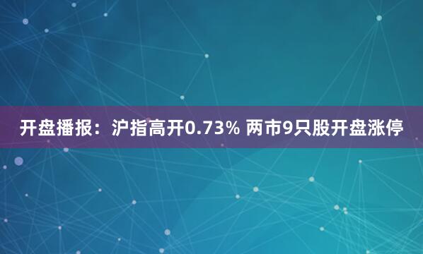 开盘播报：沪指高开0.73% 两市9只股开盘涨停