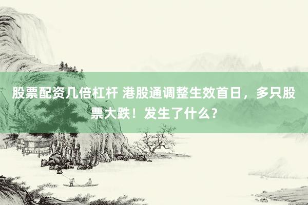 股票配资几倍杠杆 港股通调整生效首日，多只股票大跌！发生了什么？